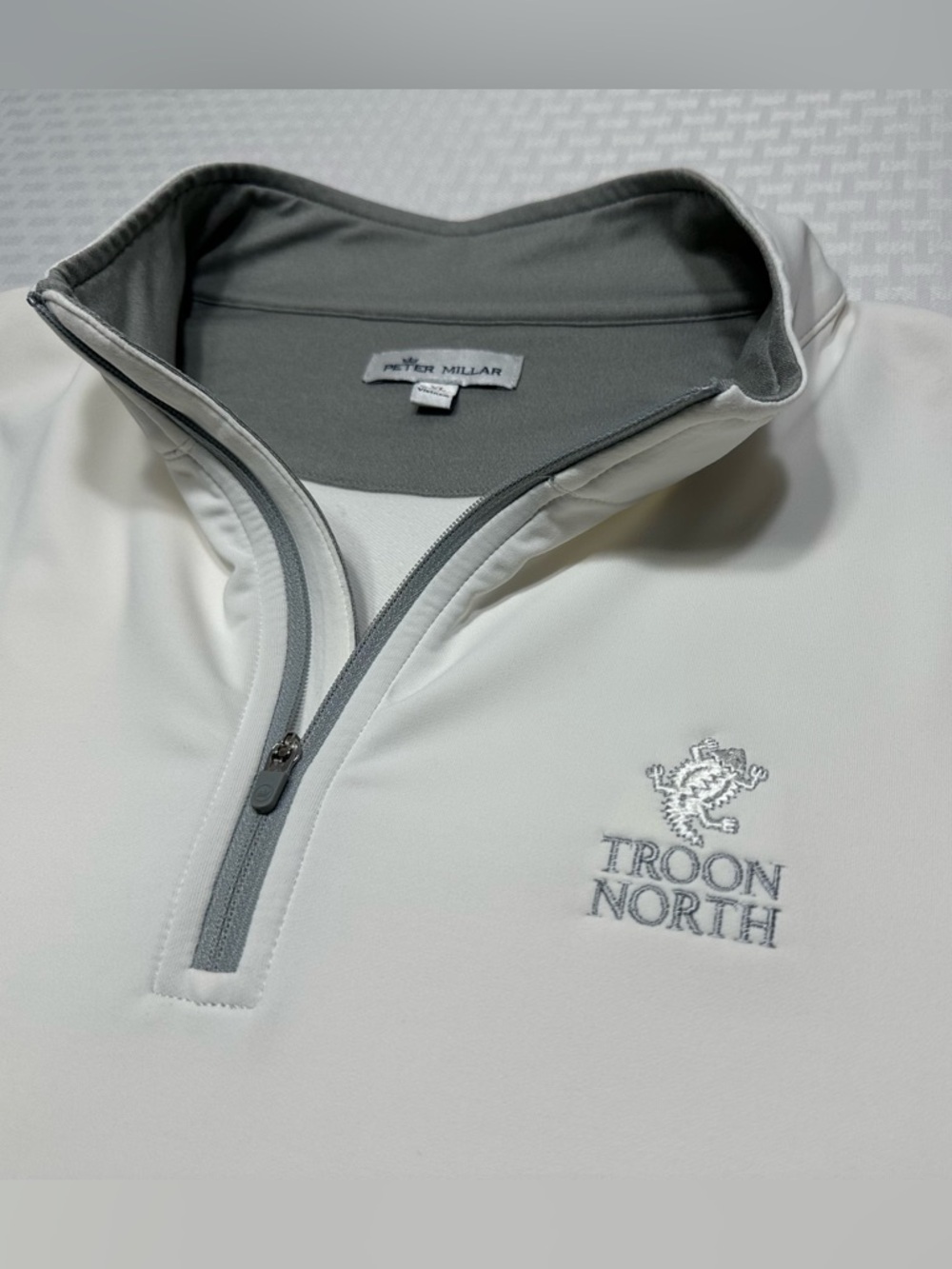 Peter Millar "Perth" White Troon North Performance 1/4 Zip Golf Pullover Mens XL